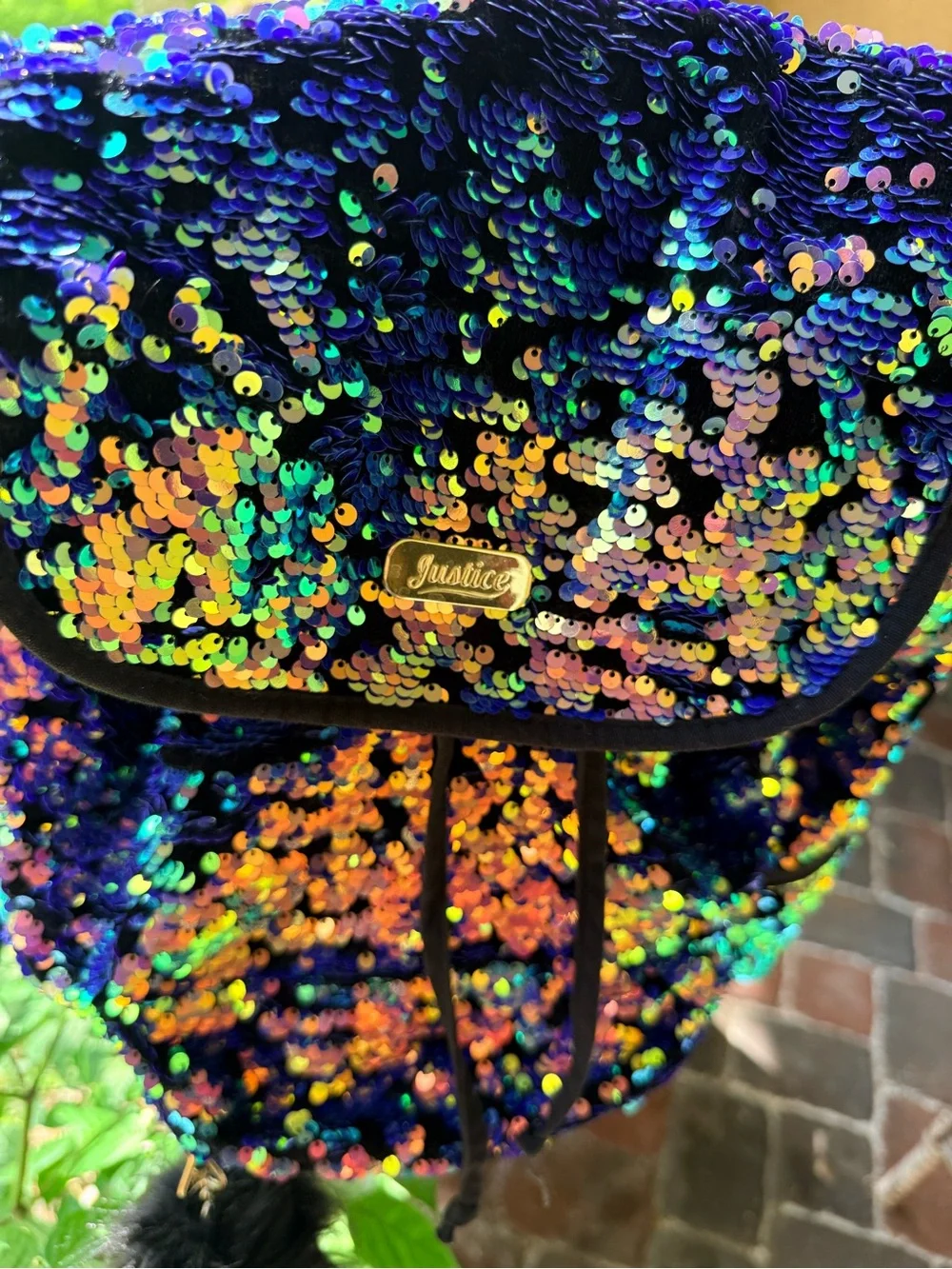 Justice Iridescent Sequin Backpack in Blue and Multicolor